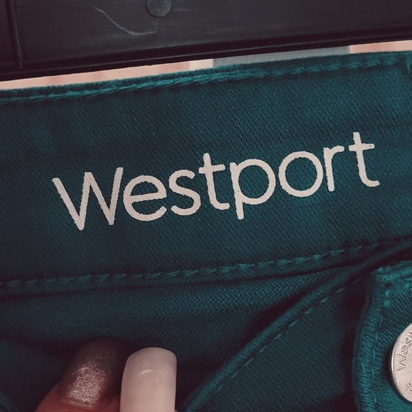 Westport Signature Fit Ankle Mid Rise Green Jeans Size 14P - Picture 3 of 7